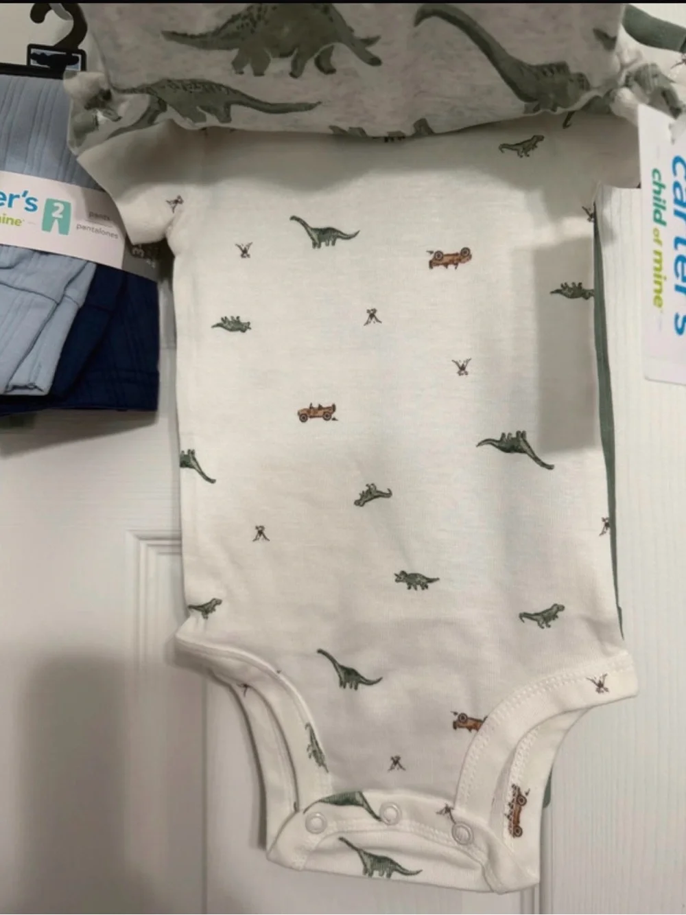 Carter's Blue, Gray & Green Dinosaur Bodysuit Set (15 Pieces)